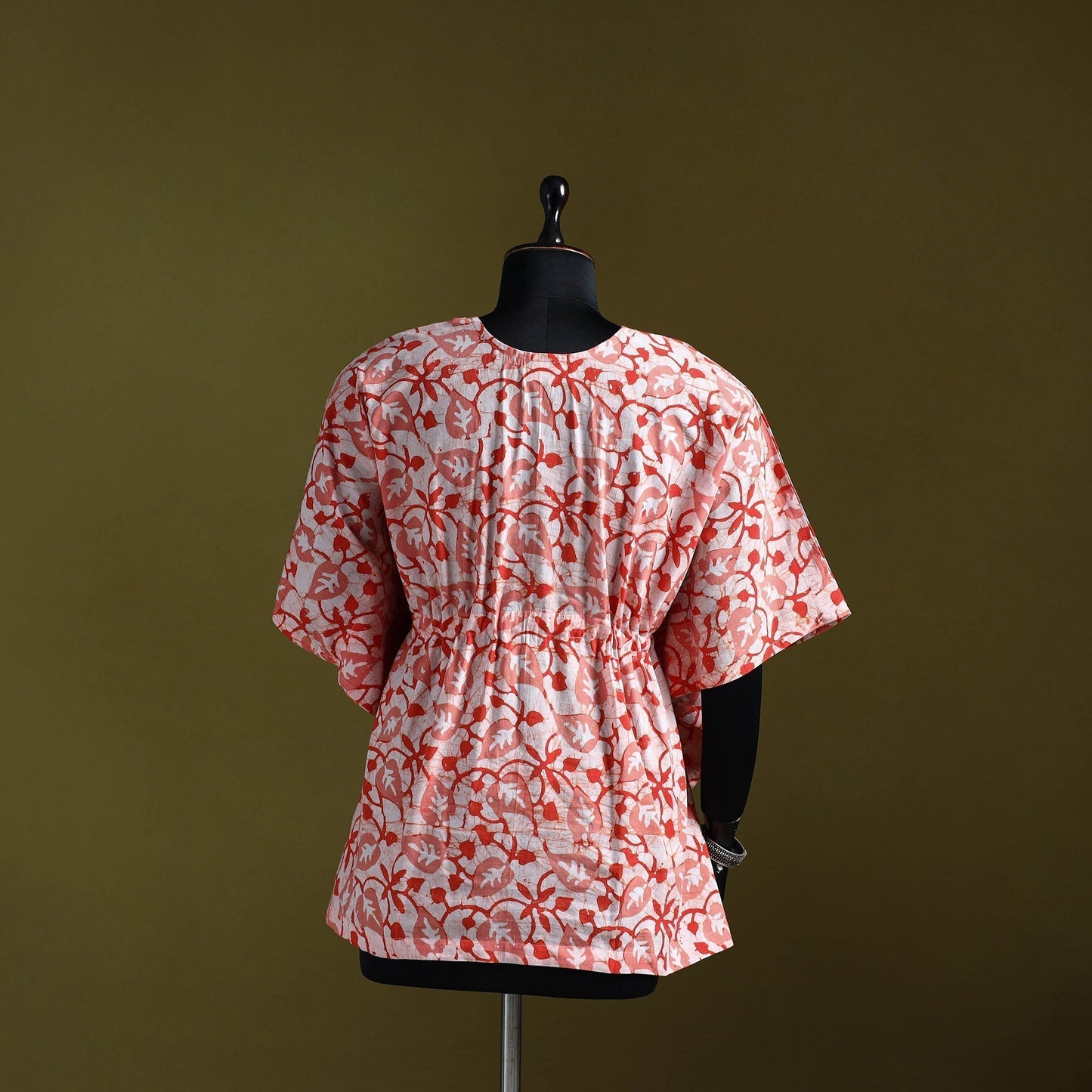 Hand batik cotton short kaftan 15 - handcrafted