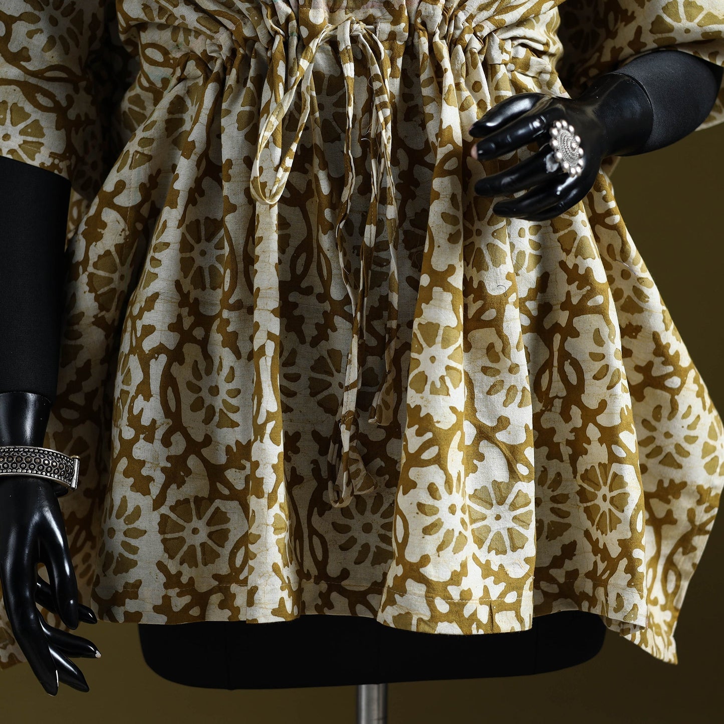 Hand batik cotton short kaftan 23 - handcrafted