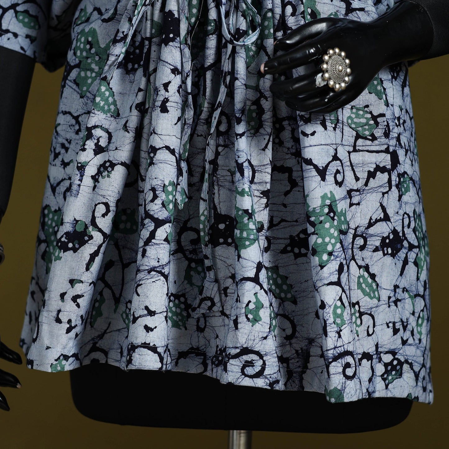 Hand batik cotton short kaftan 38 - handcrafted