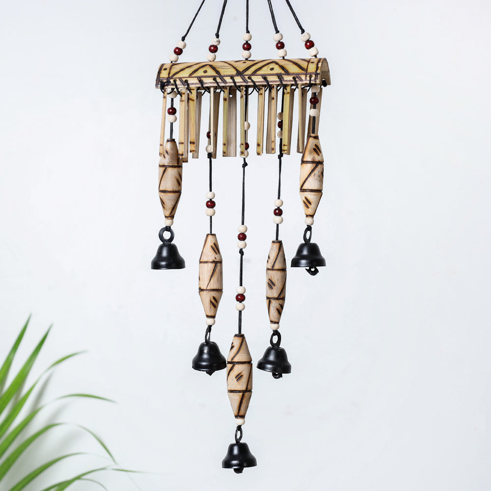7 Bells - Hand Carved Khamhar Wood Wind Chimes