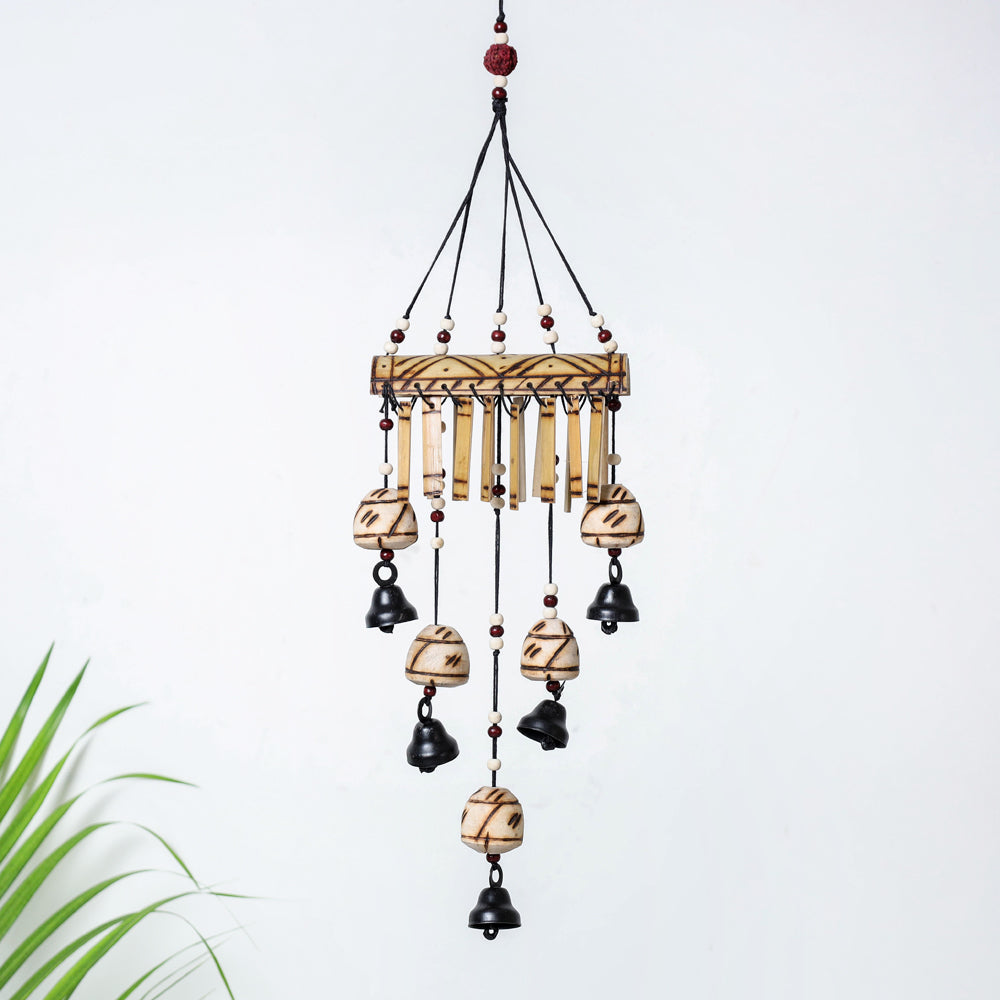 7 Bells - Hand Carved Khamhar Wood Wind Chimes