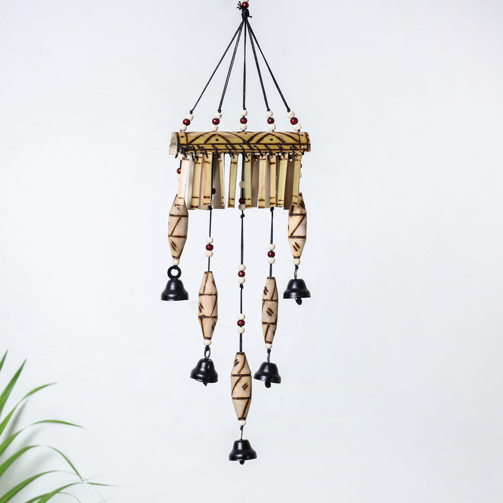 7 Bells - Hand Carved Khamhar Wood Wind Chimes