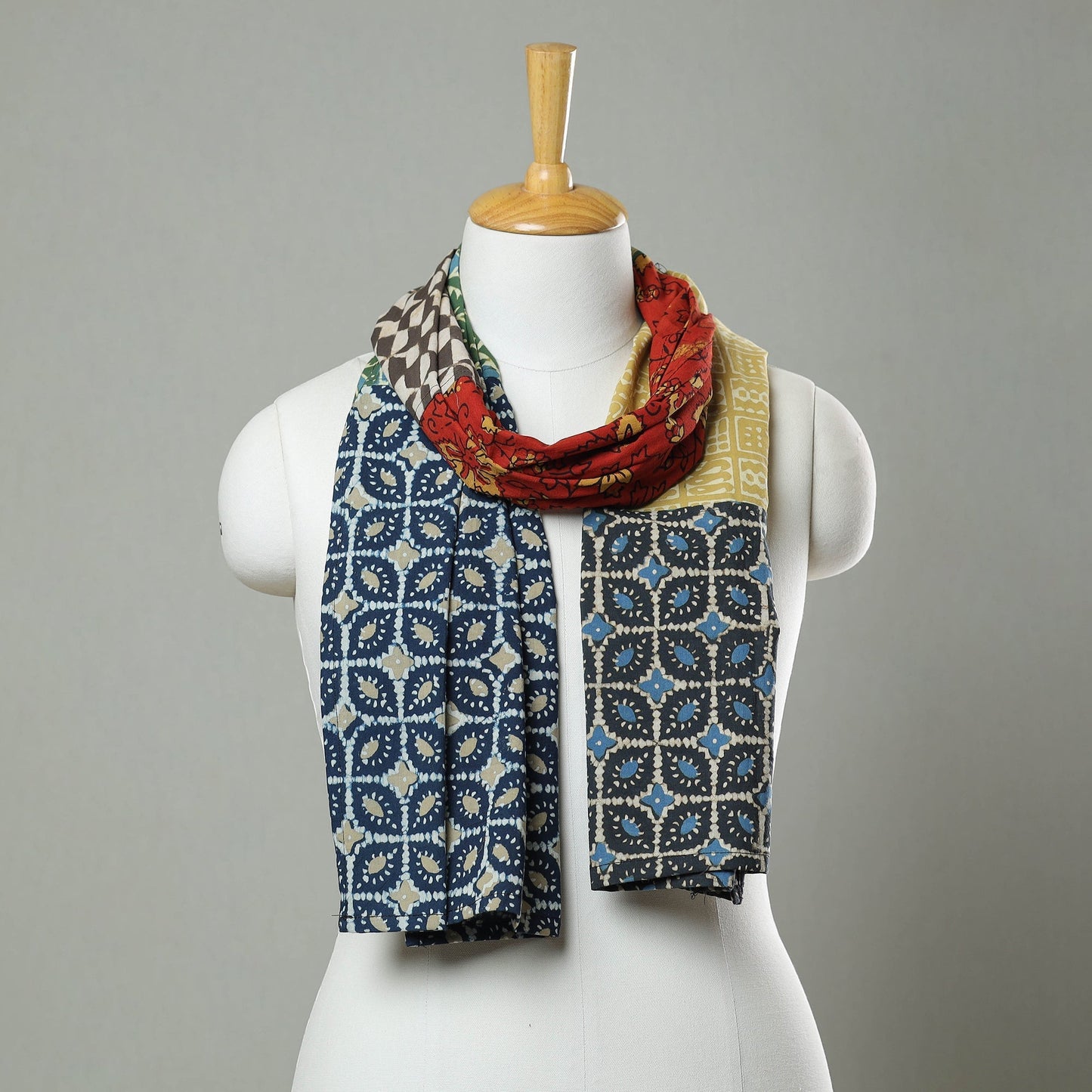 Patchwork Cotton Block Printed Stole 01 Online at iTokri.com