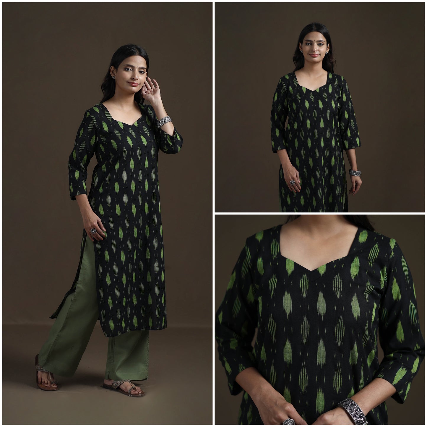 Pochampally Ikat Cotton Straight Kurta for Women 20