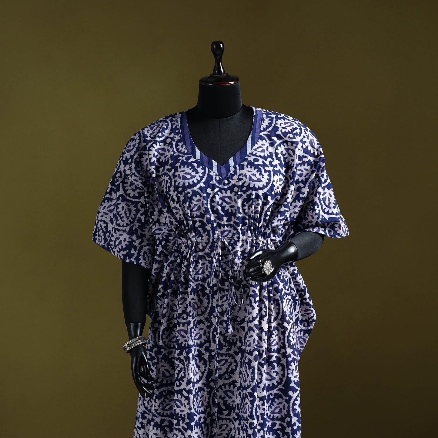 Hand batik cotton long kaftan 06 - handcrafted