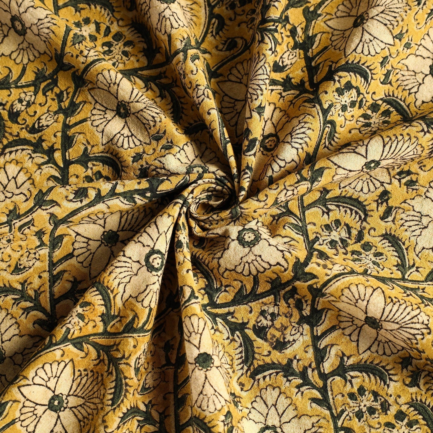 Buy Yellow Original Pedana Kalamkari Block Printed Cotton Table Cover