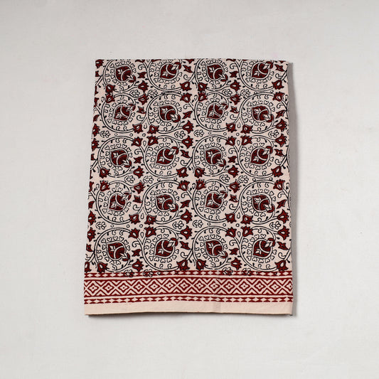 White - Bagh Block Printed Cotton Precut Fabric (1.2 Meter) 54