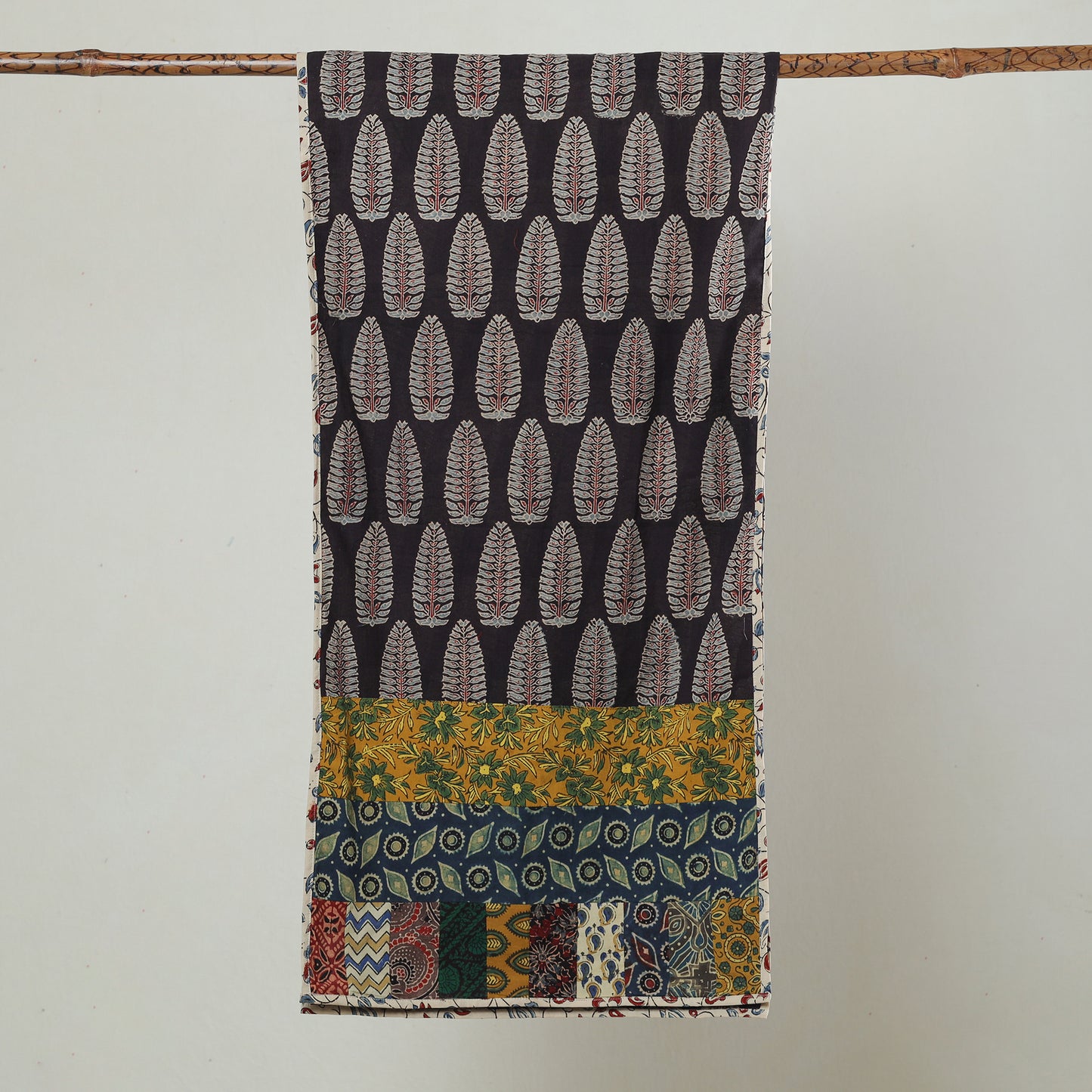 Multicolor - Ajrakh Block Printed Patchwork Cotton Stole 76