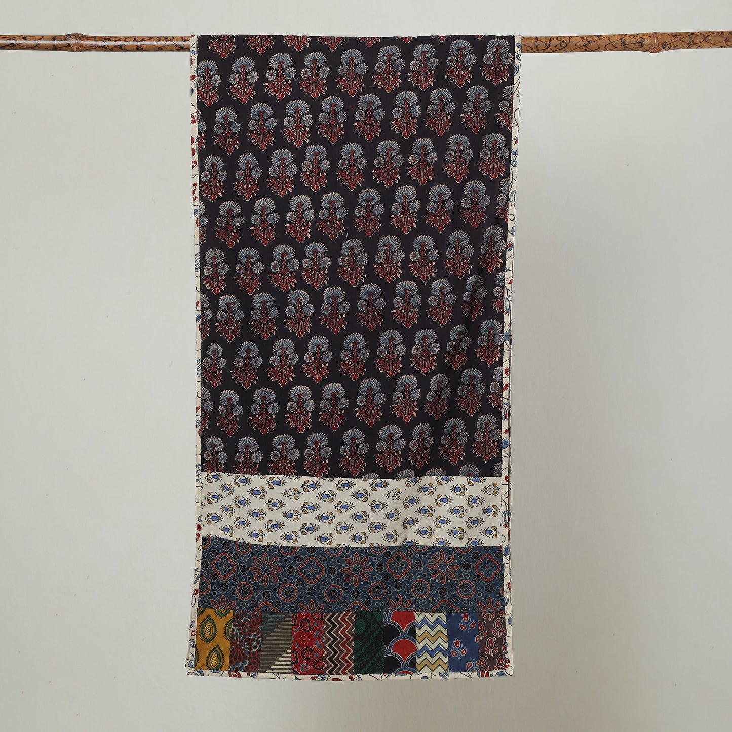 Multicolor - Ajrakh Block Printed Patchwork Cotton Stole 60