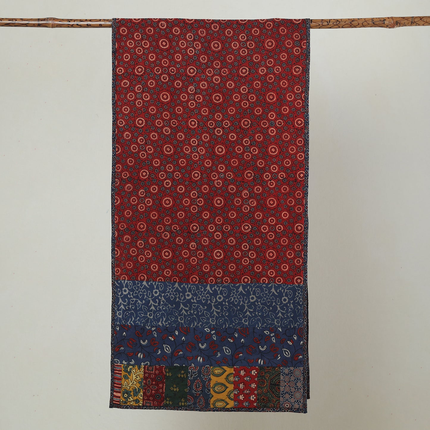 Multicolor - Ajrakh Block Printed Patchwork Cotton Stole 53