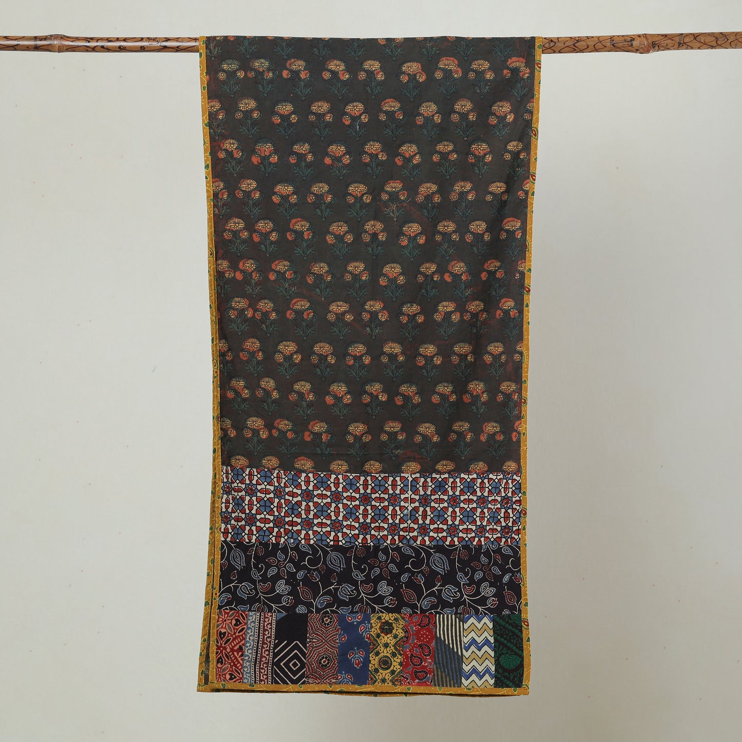 Multicolor - Ajrakh Block Printed Patchwork Cotton Stole 44