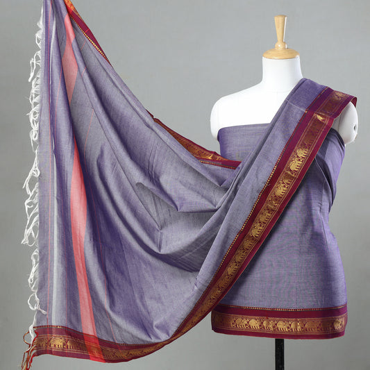 Purple - 3pc Dharwad Cotton Suit Material Set 45