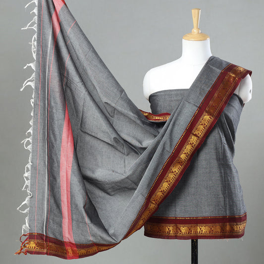 Grey - 3pc Dharwad Cotton Suit Material Set 46