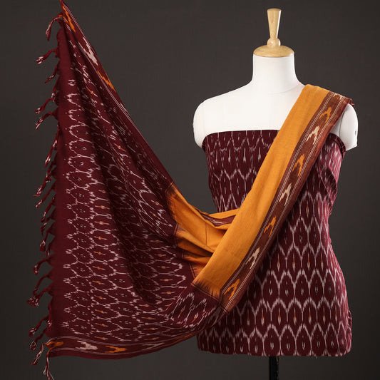 3pc Pochampally Ikat Weave Handloom Cotton Suit Material Set 04
