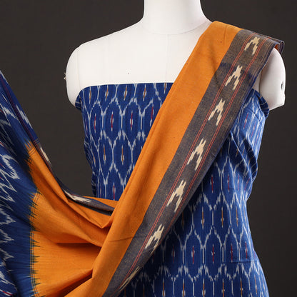Blue - 3pc Pochampally Ikat Weave Handloom Cotton Suit Material Set 09