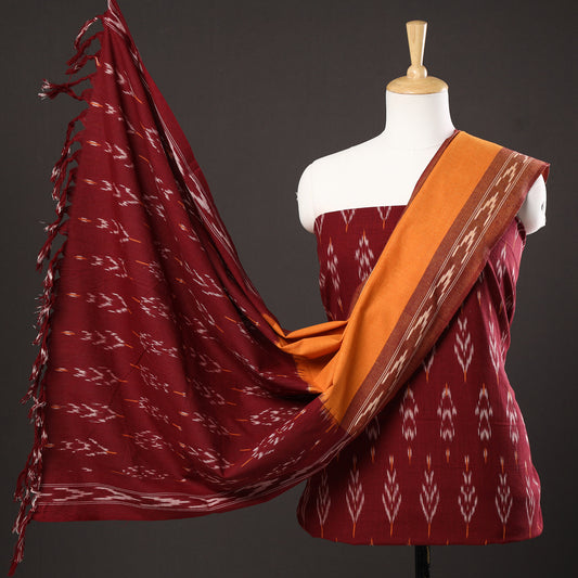 3pc Pochampally Ikat Weave Handloom Cotton Suit Material Set 69