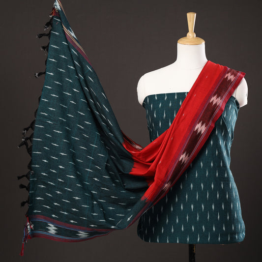 3pc Pochampally Ikat Weave Handloom Cotton Suit Material Set 70