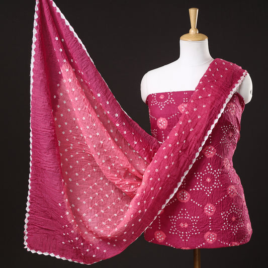 3pc Kutch Bandhani Tie-Dye Satin Cotton Suit Material Set 137
