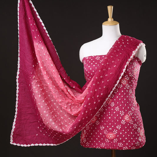 3pc Kutch Bandhani Tie-Dye Satin Cotton Suit Material Set 138