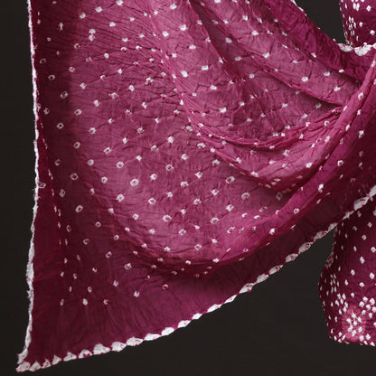 Purple - 3pc Kutch Bandhani Tie-Dye Satin Cotton Suit Material Set 142
