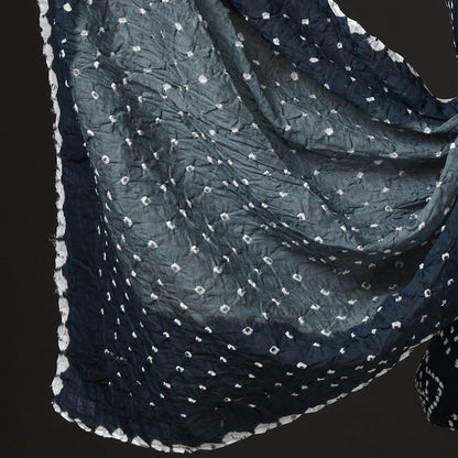 Blue - 3pc Kutch Bandhani Tie-Dye Satin Cotton Suit Material Set 152