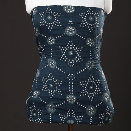 Blue - 3pc Kutch Bandhani Tie-Dye Satin Cotton Suit Material Set 153