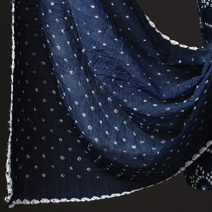 Blue - 3pc Kutch Bandhani Tie-Dye Satin Cotton Suit Material Set 160
