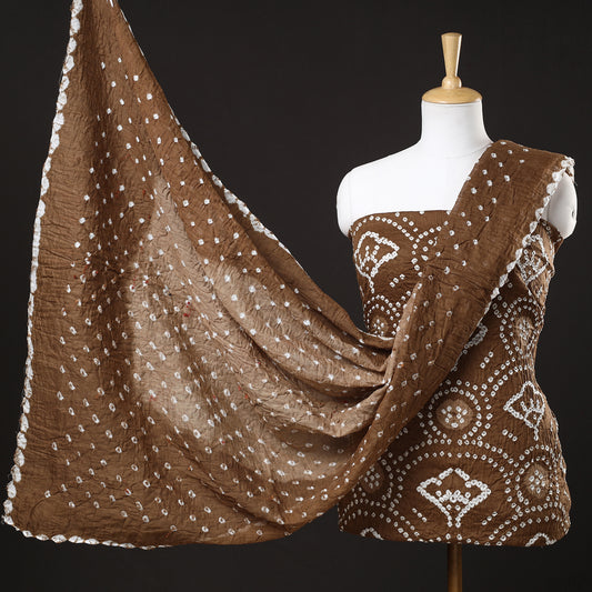 3pc Kutch Bandhani Tie-Dye Satin Cotton Suit Material Set 166