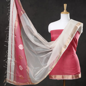 2pc Maheshwari Silk Handloom Suit Material Set with Zari Border 02