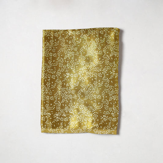 Yellow - Kutch Hand Block Printed Mashru Silk Precut Fabric 01