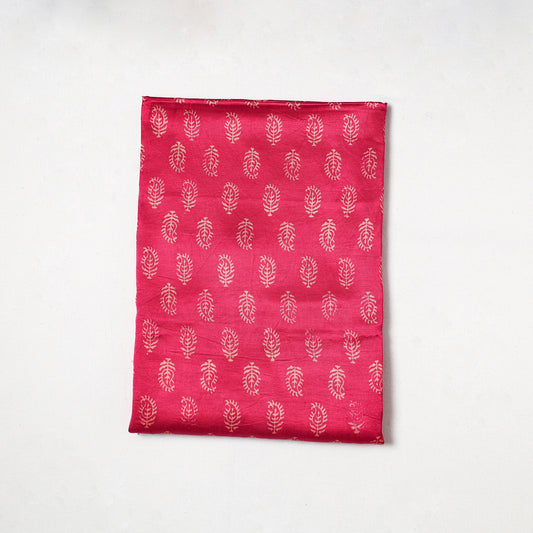 Pink - Kutch Hand Block Printed Mashru Silk Precut Fabric 03