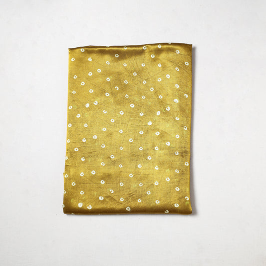 Yellow - Kutch Hand Block Printed Mashru Silk Precut Fabric 04
