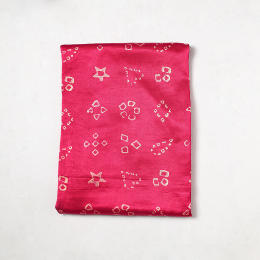Pink - Kutch Hand Block Printed Mashru Silk Precut Fabric 07