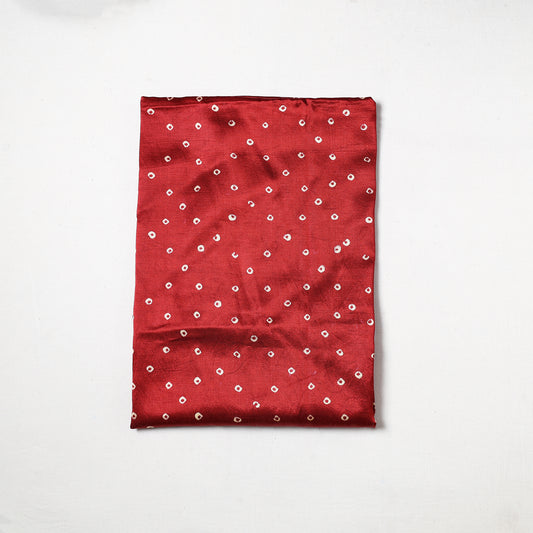 Red - Kutch Hand Block Printed Mashru Silk Precut Fabric 09