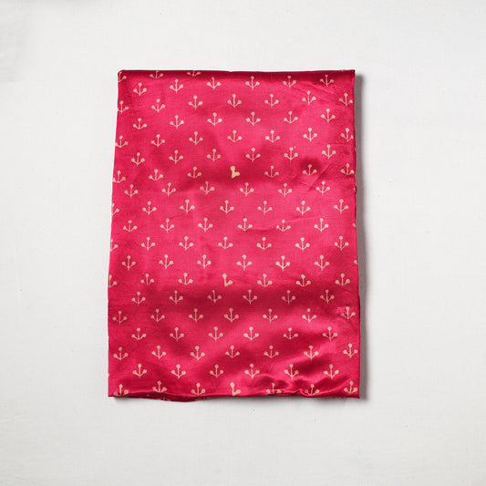 Pink - Kutch Hand Block Printed Mashru Silk Precut Fabric (1 meter) 14