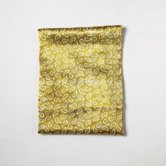 Yellow - Kutch Hand Block Printed Mashru Silk Precut Fabric (1 meter) 15