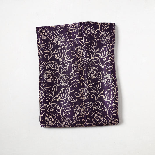 Purple - Kutch Hand Block Printed Mashru Silk Precut Fabric (1 meter) 18