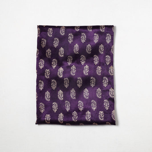 Purple - Kutch Hand Block Printed Mashru Silk Precut Fabric (0.7 meter) 20
