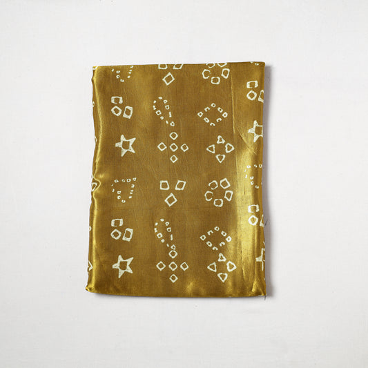 Yellow - Kutch Hand Block Printed Mashru Silk Precut Fabric (1.6 meter) 24