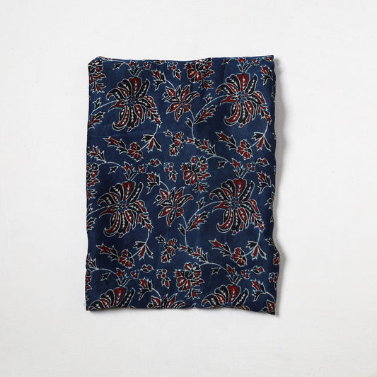 Blue - Ajrakh Hand Block Printed Modal Silk Precut Fabric 27