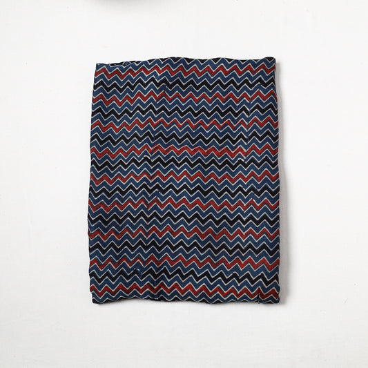 Multicolor - Ajrakh Hand Block Printed Modal Silk Precut Fabric (1.7 meter) 41