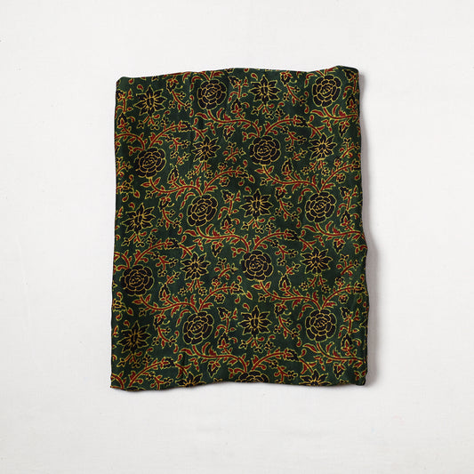 Green - Ajrakh Hand Block Printed Modal Silk Precut Fabric (0.7 meter) 44