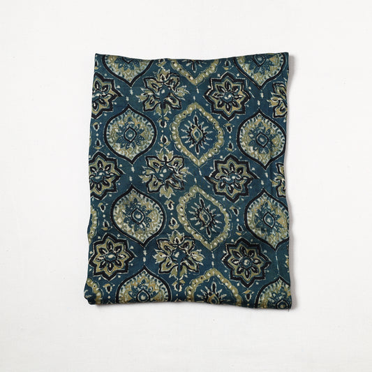 Green - Ajrakh Hand Block Printed Modal Silk Precut Fabric (0.7 meter) 46