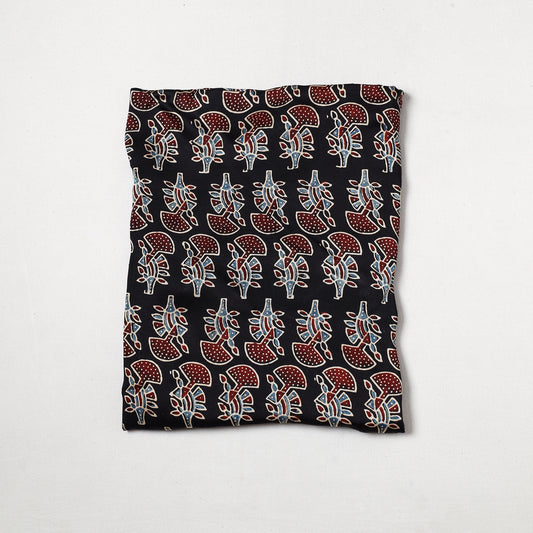 Black - Ajrakh Hand Block Printed Modal Silk Precut Fabric (1.2 meter) 48