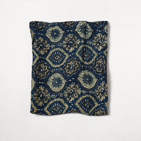 Blue - Ajrakh Hand Block Printed Modal Silk Precut Fabric (0.7 meter) 52