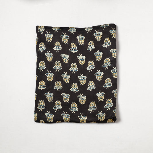 Black - Ajrakh Hand Block Printed Modal Silk Precut Fabric (1.4 meter) 55
