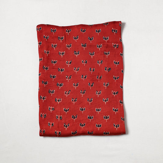 Red - Ajrakh Hand Block Printed Modal Silk Precut Fabric (0.8 meter) 56