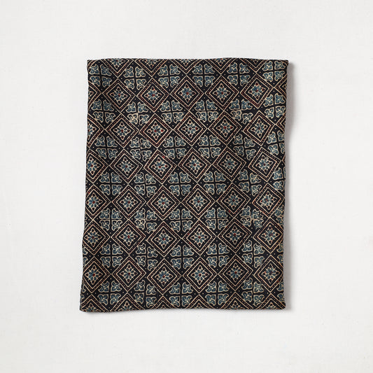 Black - Ajrakh Hand Block Printed Modal Silk Precut Fabric (1.5 meter) 60
