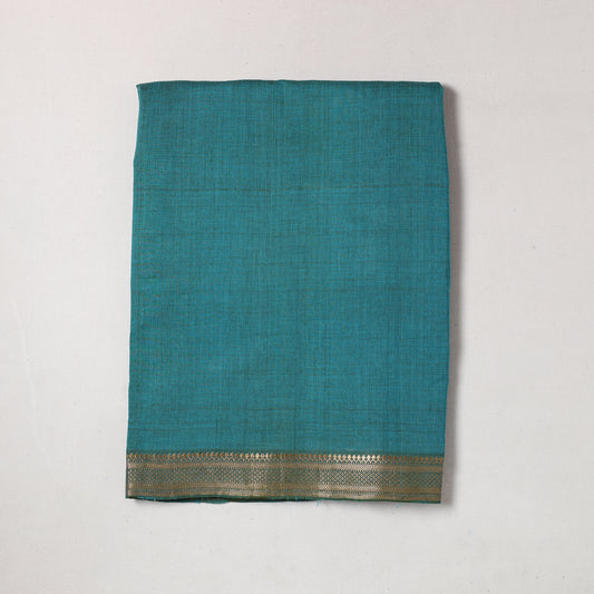 Green - Mangalagiri Handloom Cotton Zari Border Precut Fabric (1.5 meter) 16