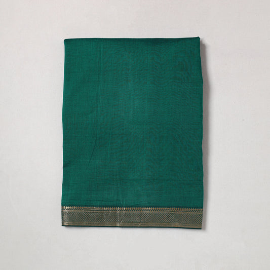 Green - Mangalagiri Handloom Cotton Zari Border Precut Fabric (2.3 meter) 18